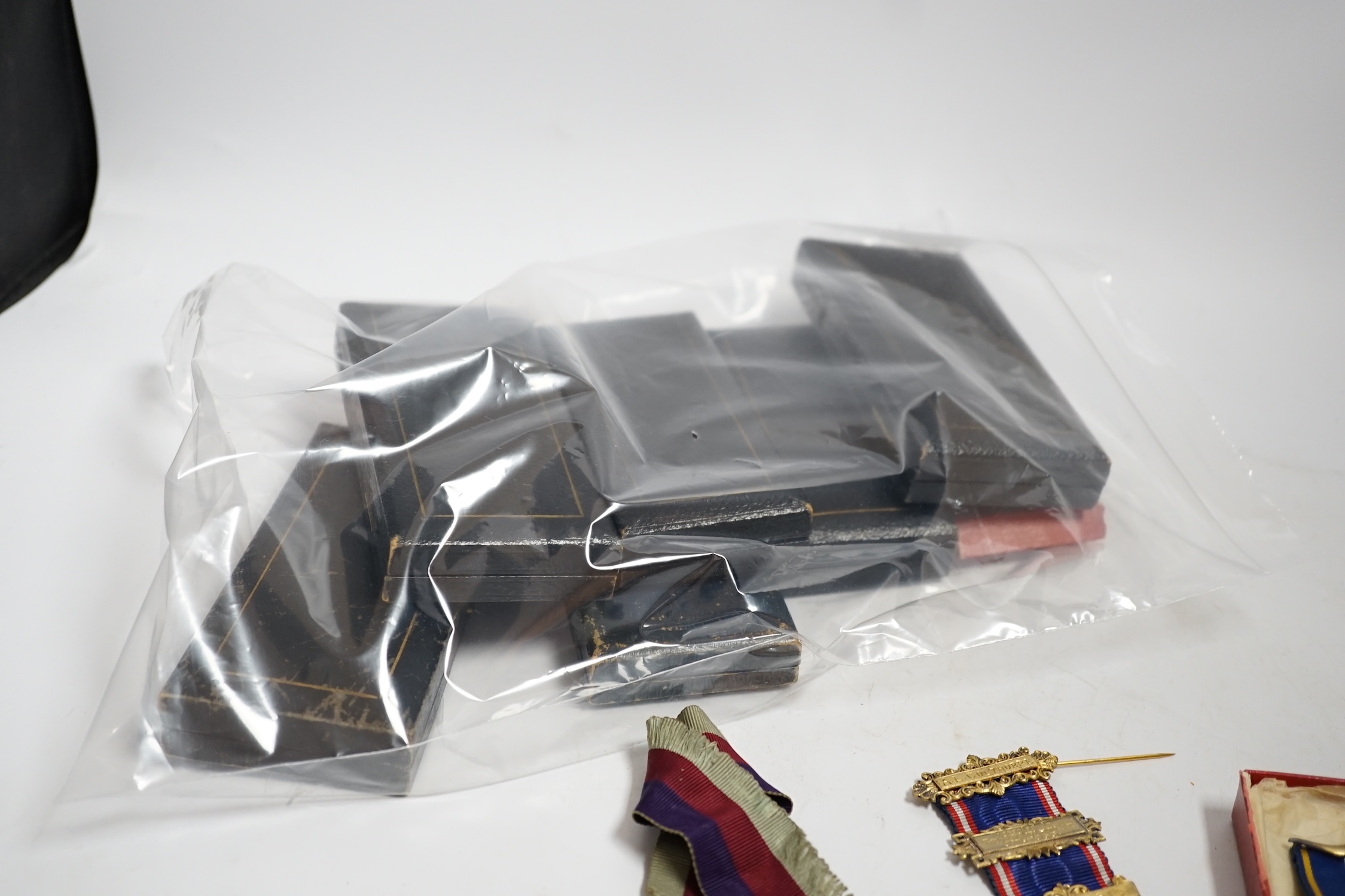 Ten masonic enamelled medals, some silver gilt, including eight cased examples